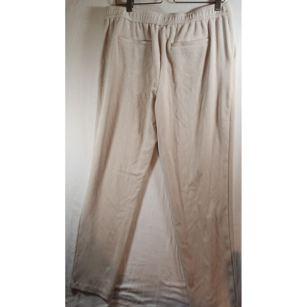 Olsen Lisa Corduroy Pants Beige Cream Straight Leg Elastic Waist Size US 12